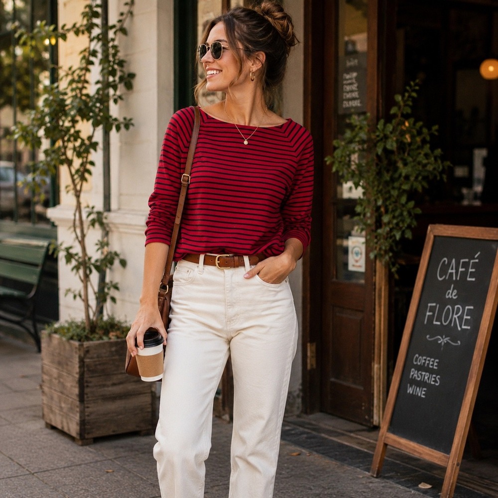 Lauren Ralph Lauren Red Navy Striped Boat Neck Long Sleeve Knit Top XL